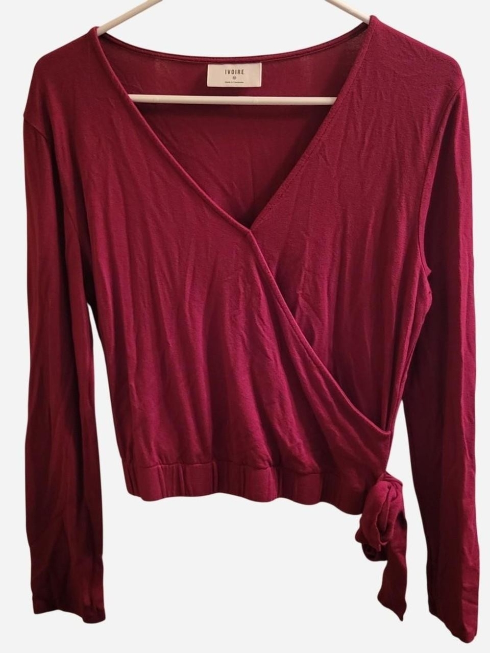 Wrap-Front ❤️ Long Sleeve Top - Deep Red